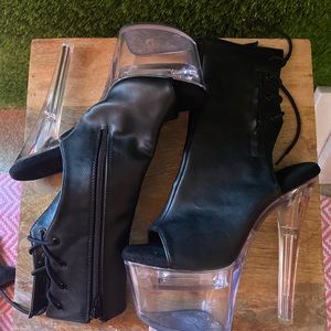 Dancewear Exotic Heels Stripper Black Acrylic Heels